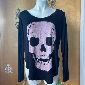 RARE Vintage 2000s Y2K SIRENS Long Sleeve Top Long Sleeve Skull Cut Out S/M